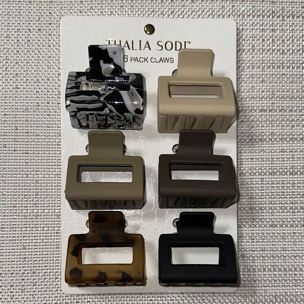 Thalia Sodi 6 hair claw clips shades of brown black neutral colors